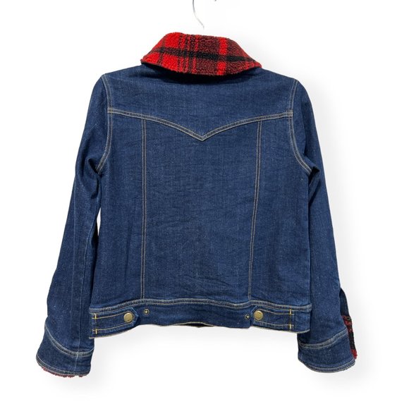 Faherty Women's Size XS Andie Denim Trucker Red Buffalo Sherpa Collar Cuffs NWT - Picture 3 of 12